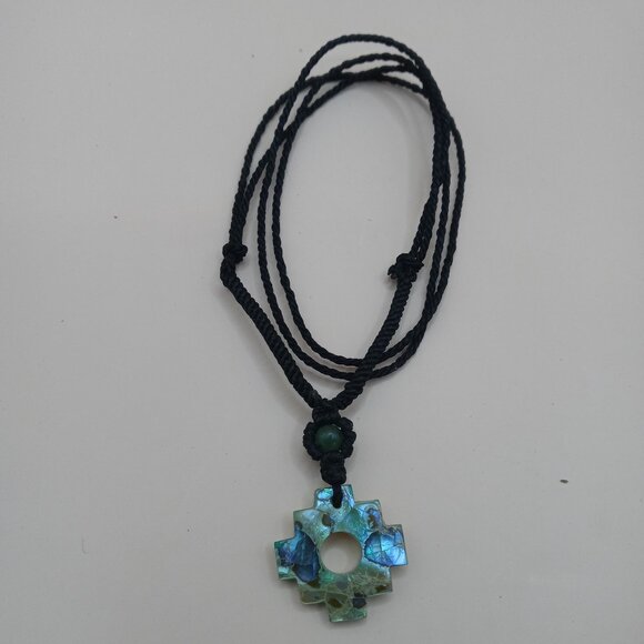 Unisex Inca Chakana Necklace Woven Macramé Thread Spiritual Connection - Picture 4 of 7